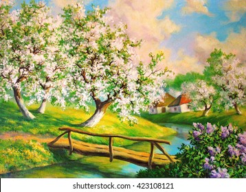 Village Canvas Painting Images Stock Photos Vectors Shutterstock