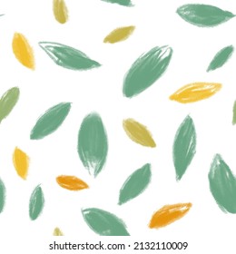 Spring leaves green and yellow happy repeat pattern