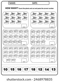spring math review counting to 20 learn number to 20 cut and paste funny easy worksheets