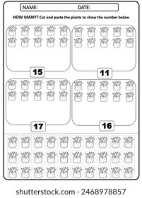 spring math review counting to 20 learn number to 20 cut and paste funny easy worksheets