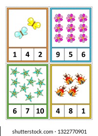 Educational Worksheet Preschool Kids Count Insects Stock Vector ...