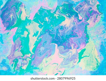 Spring symphony - abstract fluid art acrylic painting on canvas symbol of springtime.