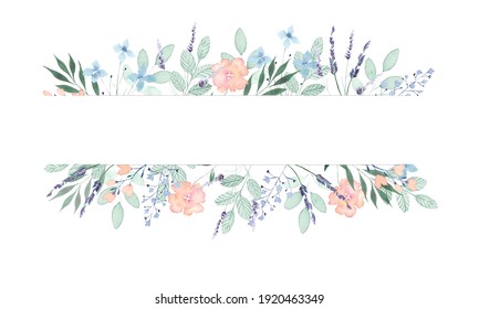 Spring wild flower frame, border, wedding invitation, bridal shower, baby shower, mothers day card - Powered by Shutterstock