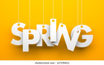 Spring Word Hanging On A Strings