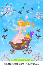 Springtime Fairy - Illustration for Kids