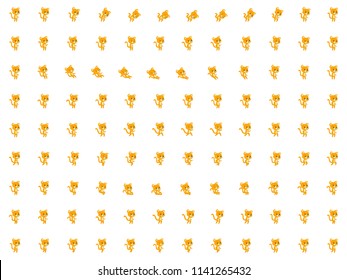 Sprite Sheet Of Orange Cat In 9 Actions