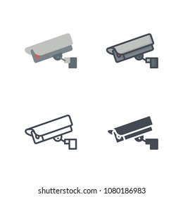 Spy Cam Hotel Icon Illustration Flat Line Silhouette