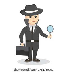 Spy Hold Briefcase Magnifying Design Character Stock Illustration ...