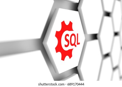 SQL cell wheel gear blurred background 3D illustration
