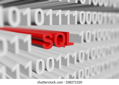 SQL is represented as a binary code with blurred background