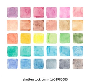 Square 30 color icon painted in watercolor