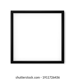 Square 3D Frame. Black Frame On White Background. Realistic Modern Border. Black Boarder With Shadow For Design Picture, Presentation, Mockup, Photo, Poster, Restaurant Menu. Framewor. Illustration