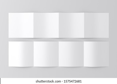 Square 4 Four Fold 3D Rendering White Blank Mockup