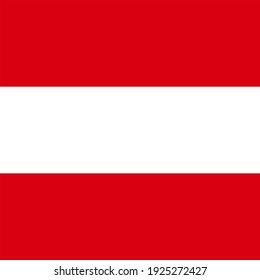 Square Austrian National Flag, Red And White
