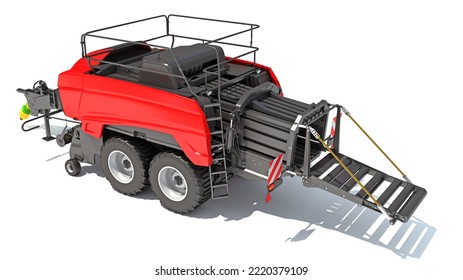 Square Baler Farm Equipment 3D Rendering On White Background