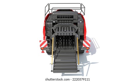 Square Baler Farm Equipment 3D Rendering On White Background