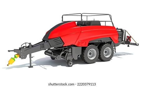 Square Baler Farm Equipment 3D Rendering On White Background