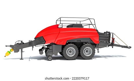 Square Baler Farm Equipment 3D Rendering On White Background