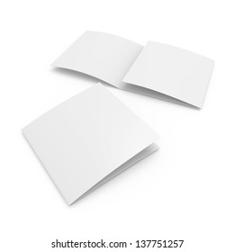 Square Blank Leaflet Isolated On White. Render