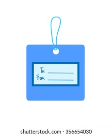 A square blue card with to and from lines.  