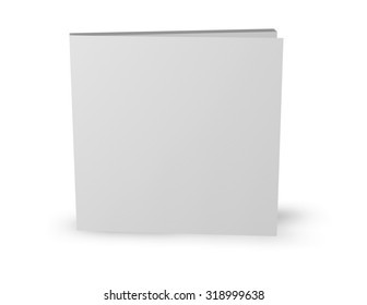 Square Booklet With Blank Cover Standing Isolated On White.