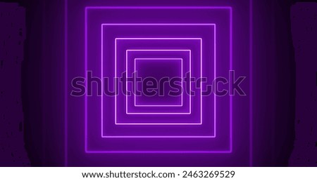 Square boxes animating in and out appear to disappear glowing bg. Rectangle shiny illuminated futuristic loading animation geometric cosmic style night club design elements assets high-quality.