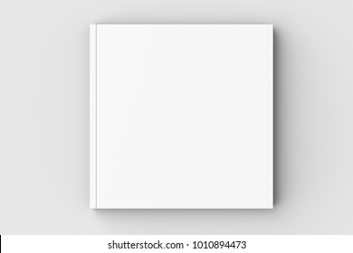 Square Brochure, Magazine, Book Or Catalog Mock Up Isolated On Soft Gray Background. 3D Illustrating.