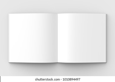 Square Brochure, Magazine, Book Or Catalog Mock Up Isolated On Soft Gray Background. 3D Illustrating.