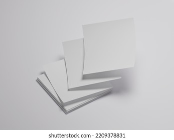 Square Flyer Mockup With 3d Rendering.  White Background 3D Illustration