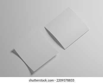 Square Flyer Mockup With 3d Rendering.  White Background 3D Illustration