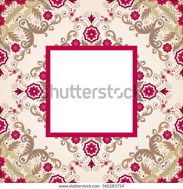 Square frame. Beautiful floral pattern in vintage\
style and place for your\
text.