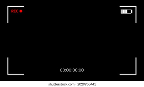 Square Frame Easy Simple To Use Footage Alpha Of Video Recording Camera Screen With . Horizontal Screen Camera Screen Recording Video Animation On Black Background. Element Viewfinder 