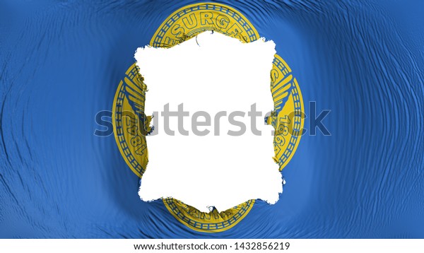 Square hole in the Atlanta city,\
capital of Georgia state flag, white background, 3d\
rendering