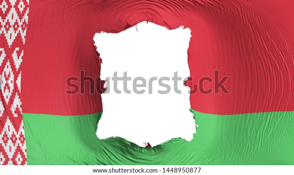 Square hole in the Belarus flag, white\
background, 3d\
rendering
