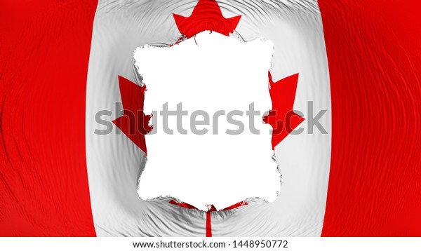Square hole in the Canada flag, white\
background, 3d\
rendering