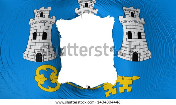 Square hole in the Havana, capital of Cuba\
flag, white background, 3d\
rendering