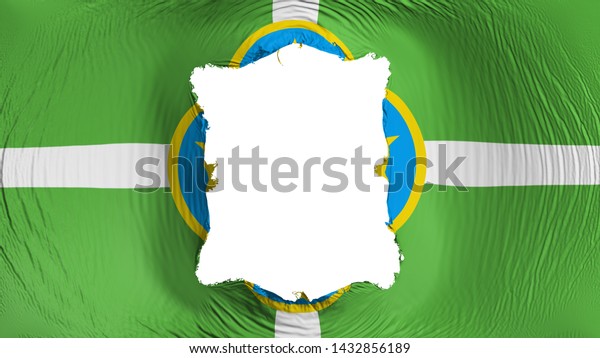 Square hole in the Jackson city,\
capital of Mississippi state flag, white background, 3d\
rendering