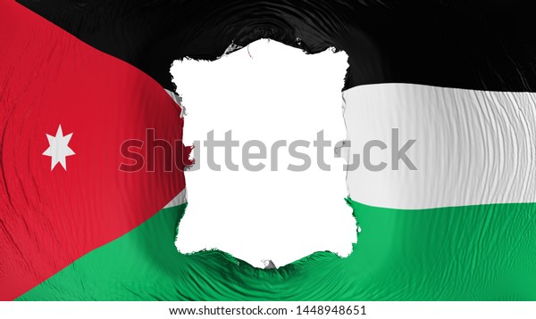 Square hole in the Jordan flag, white\
background, 3d\
rendering