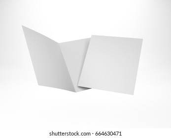 Square Leaflet Or Card. 3D Rendering