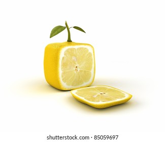 Square Lemon With A Slice