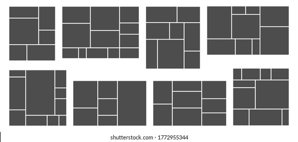 Square photo collage. Photos grid template, rectangular frame and pictures composition  templates set. Collage image photo, pattern montage frame photography illustration - Powered by Shutterstock