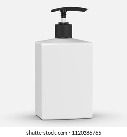 Square Plastic Soap Pump Bottle 3d Rendering With Clipping Path For Cosmetic