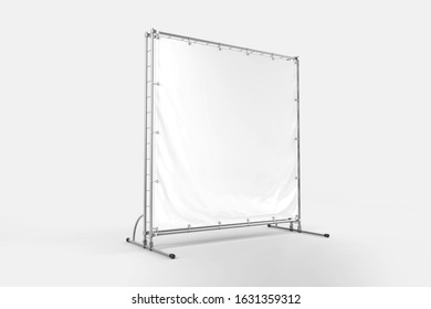 Square Press Wall Banner Mockup. 3D Rendering.