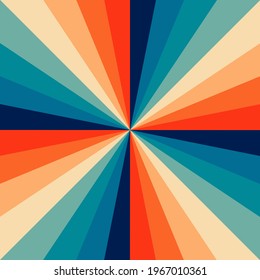 A square regular radial pattern made of stripes (rays) of varying colors (faux leather palette from 1970s illustrations).
