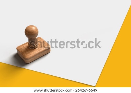 Square Shape Rubber Stamp on White Paper Mockup 3d illustration