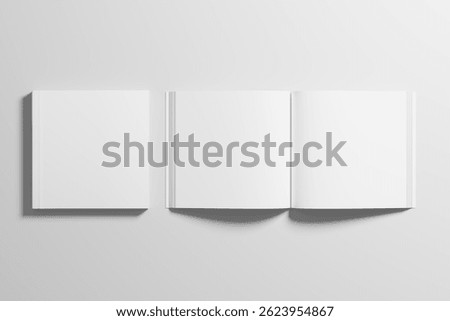 Square Softcover Book 3D Rendering White Blank Mockup