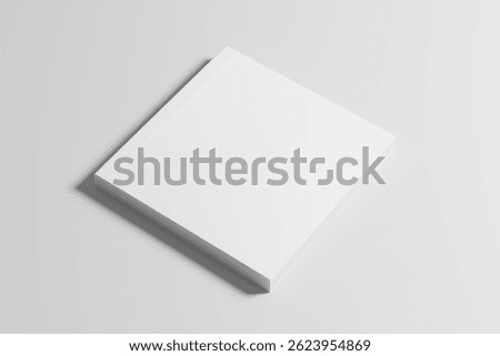 Square Softcover Book 3D Rendering White Blank Mockup