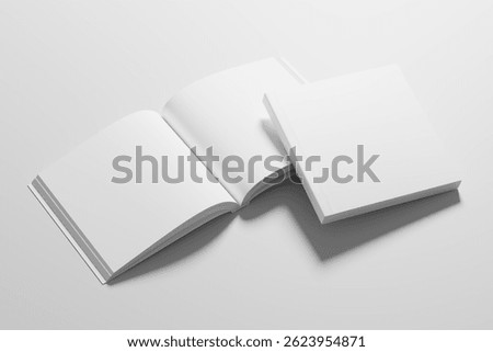 Square Softcover Book 3D Rendering White Blank Mockup
