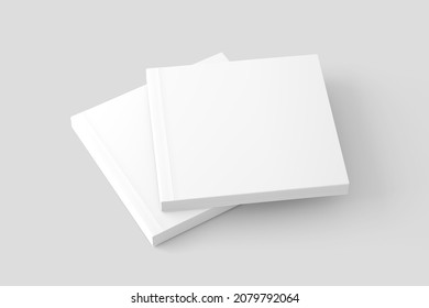 Square Softcover Book White Blank 3D Rendering Mockup