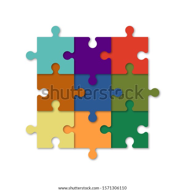 Square Timeline Made 9 Puzzle Pieces Stock Illustration 1571306110